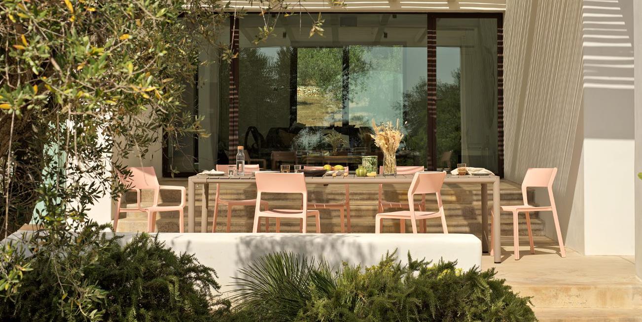 Nardi Trill Dining Tischset + Tevere Ausziehtisch 210-275 cm terra senape (gelb)