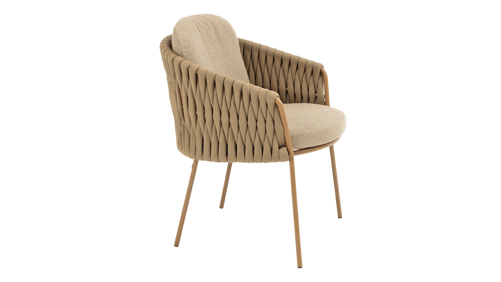 4 Seasons Outdoor Molina Dining Sessel mit 2 Kissen Boucle Amber/Braun