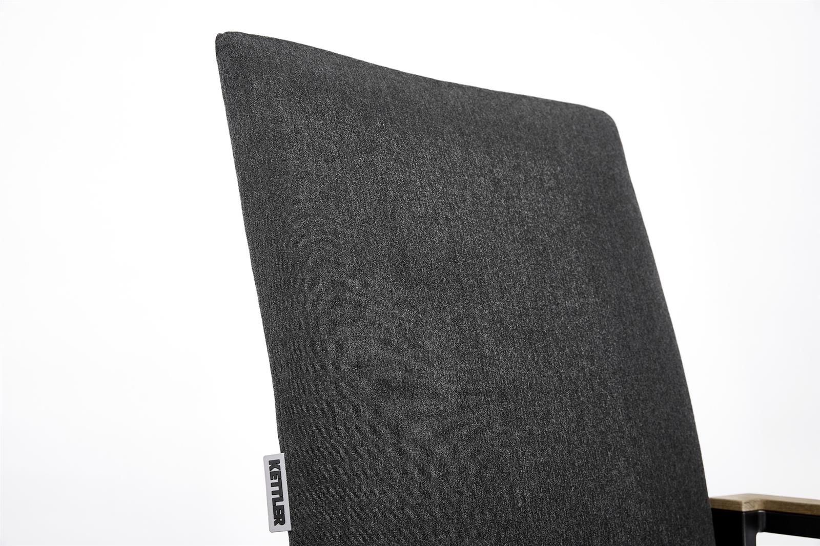 KETTLER RASMUS Stapelsessel mit hoher Rückenlehne, Armlehne Teak, anthrazit/ sooty, Aluminium/Outdoor-Stoff