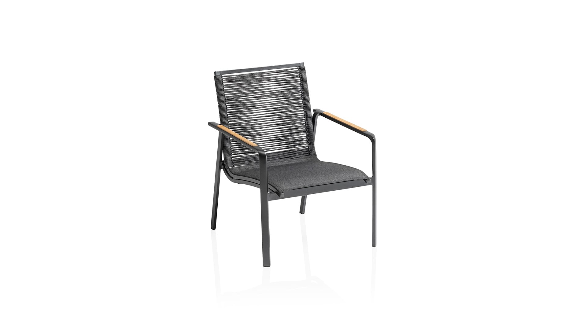 Kettler DIAMOND Loungesessel, anthrazit/ charcoal/ anthrazit, Aluminium/Rope/Teakholz