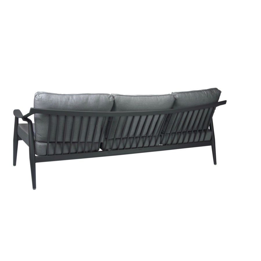Stern Lounge-Sofa 3-Sitzer Vanda Aluminium anthrazit mit Kissen 100% Acryl Dessin seidengrau