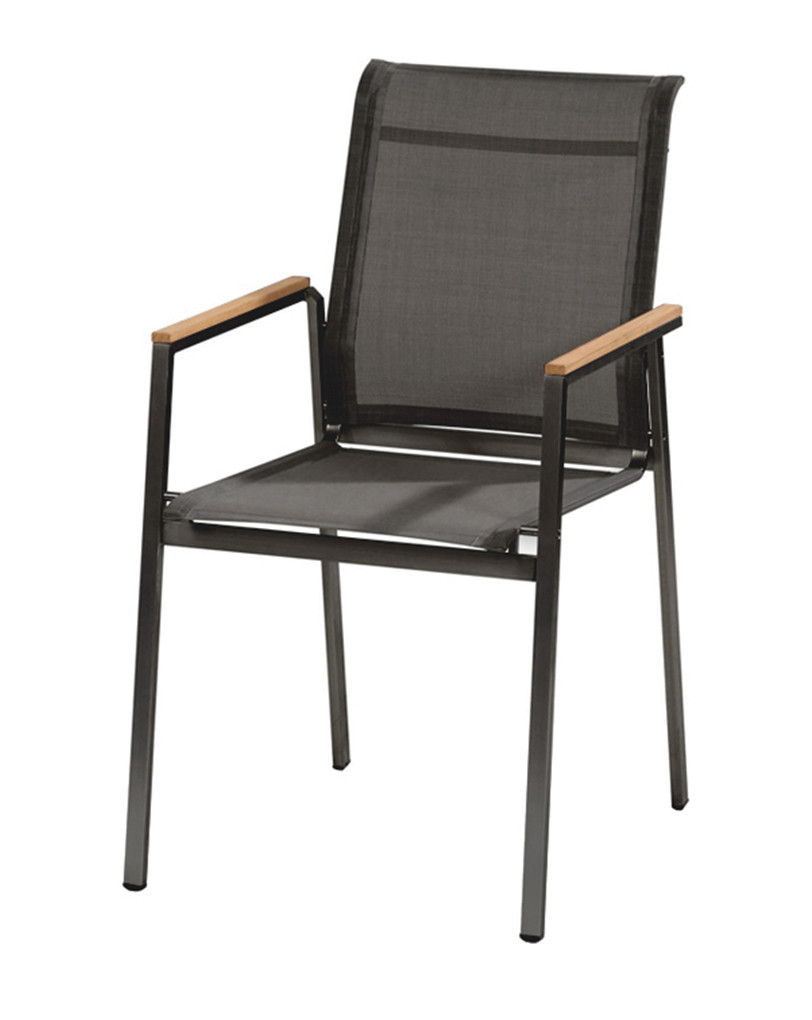 4Seasons Outdoor Passion Stapelsessel Edelstahl anthrazit Teakarmlehne