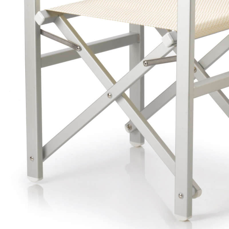 Ramberti Regiestuhl Rimini Original italienischer klappbar Stuhl Aluminium silber beige M020