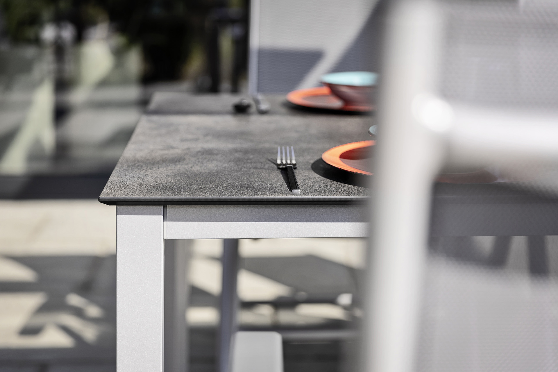 Kettler HPL Tischplatte 95 x 95 cm Titanit anthrazit W- Profil