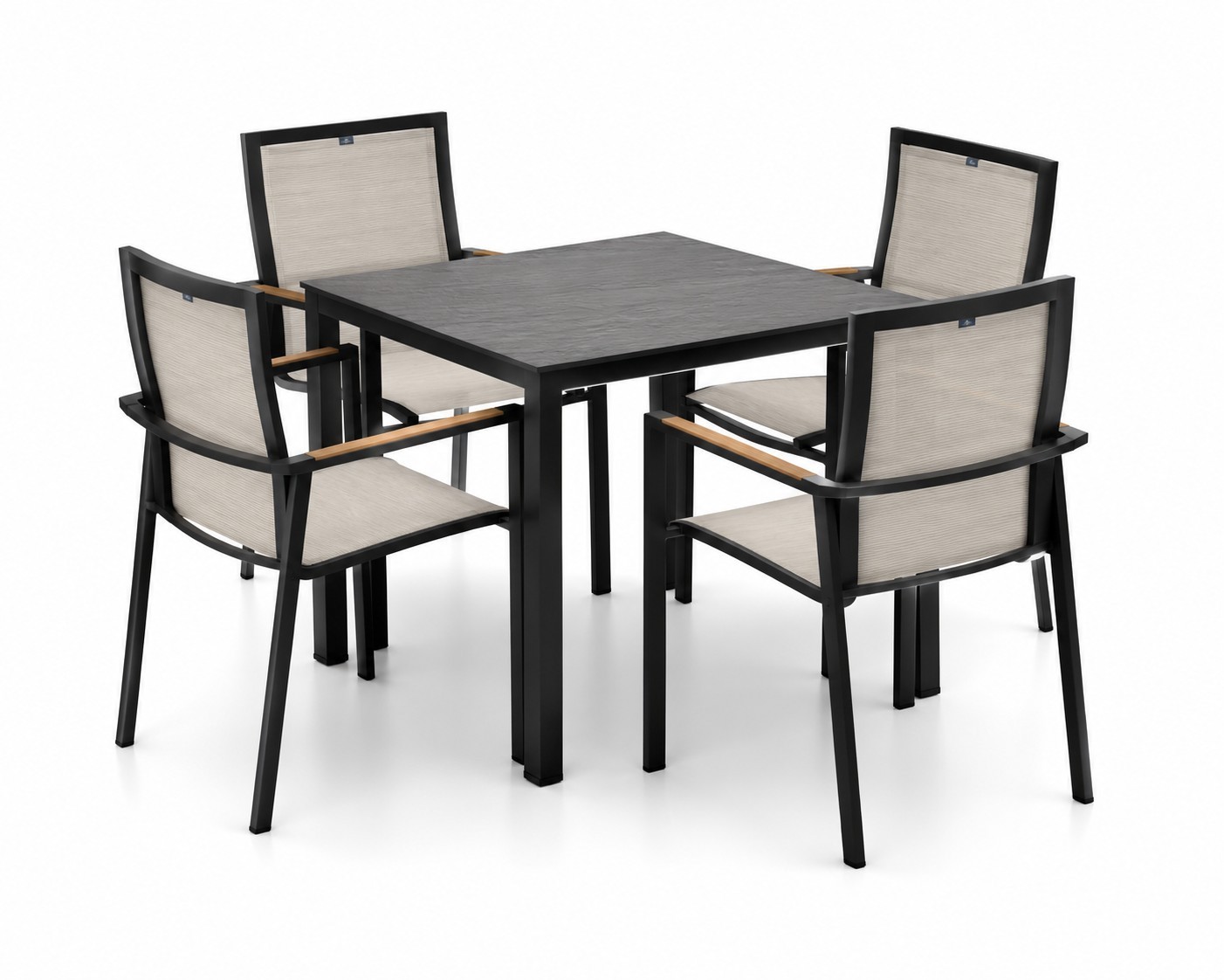 KETTLER SENSE Tischset schwarz matt/ beige 95 x 95 cm