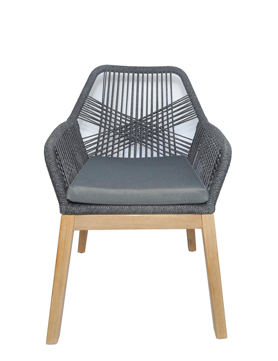 PARMA Dining Sessel Rope grau Stuhlbeine Akazie
