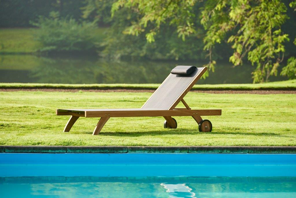 Traditional Teak Gartenliege Kate schwarz Teakholz-Batyline