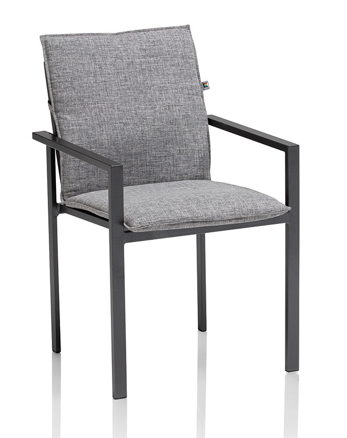 Kettler OCEAN SKID Dining Sessel anthrazit/Kissen hellgrau meliert