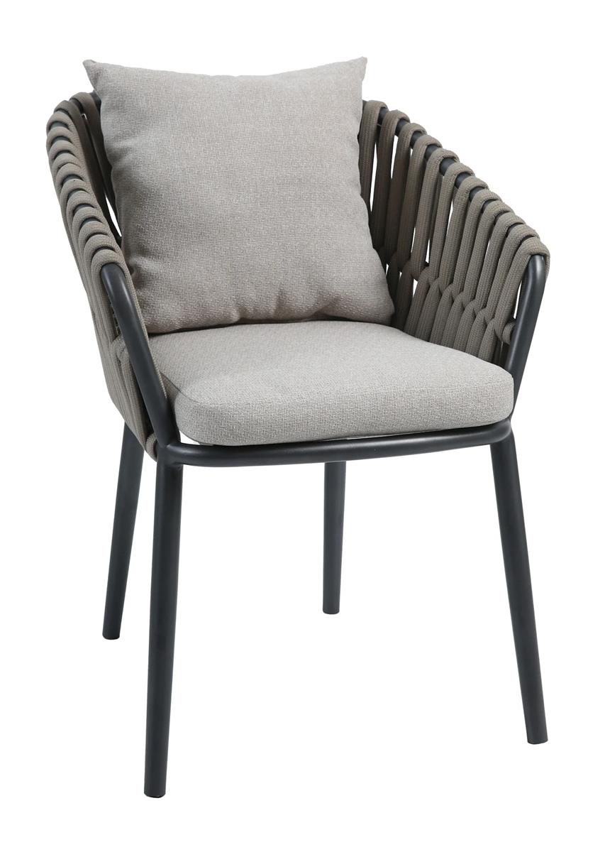 Armstuhl Nizza Aluminium/Textilschnüre anthrazit/taupe