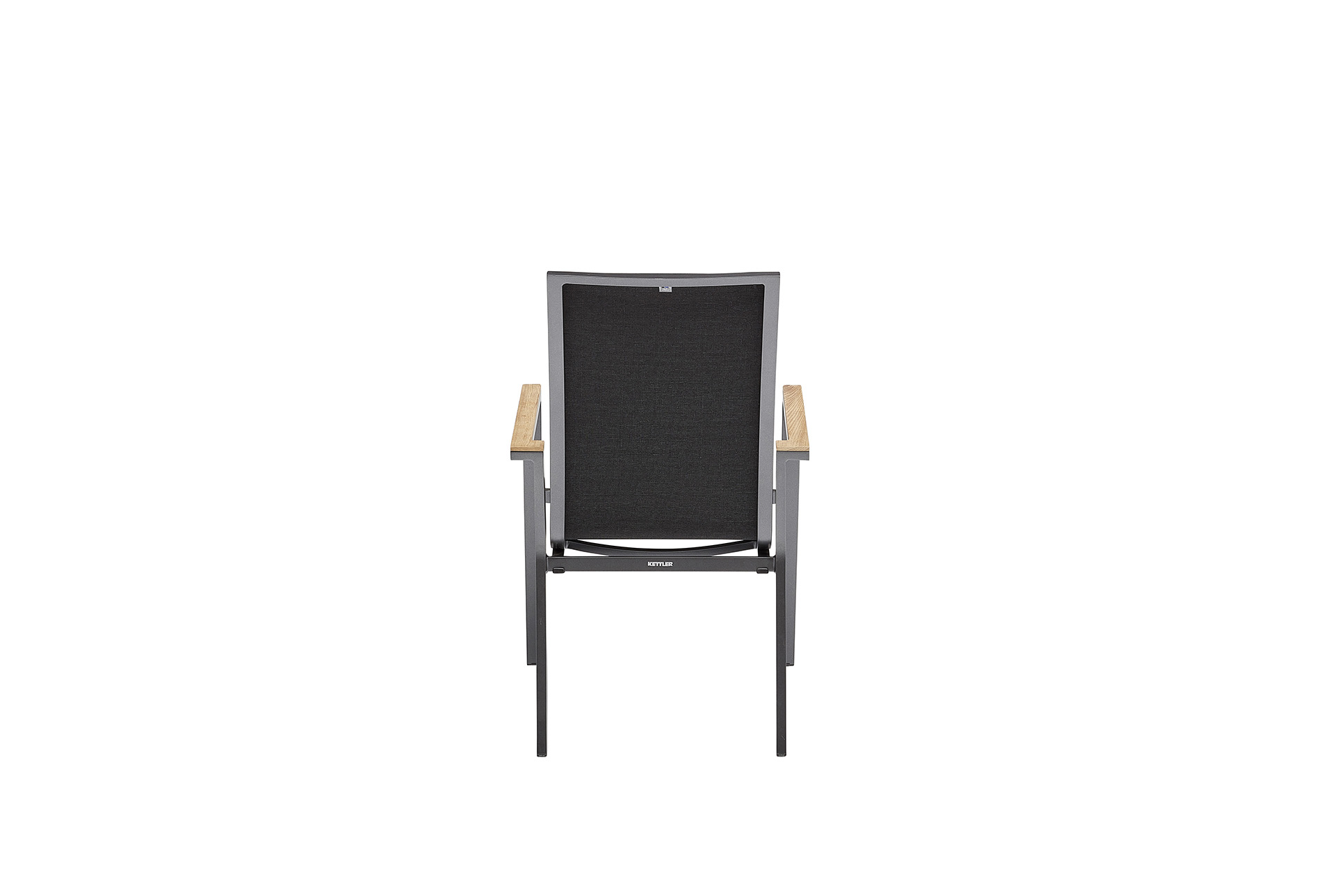 KETTLER RASMUS Stapelsessel mit hoher Rückenlehne, Armlehne Teak, anthrazit/ charcoal, Aluminium/Outdoorgewebe