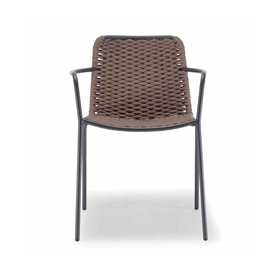 Grattoni Cannes Diningset Anthrazit/Braunmit Nardi Tisch 80 x 80 cm