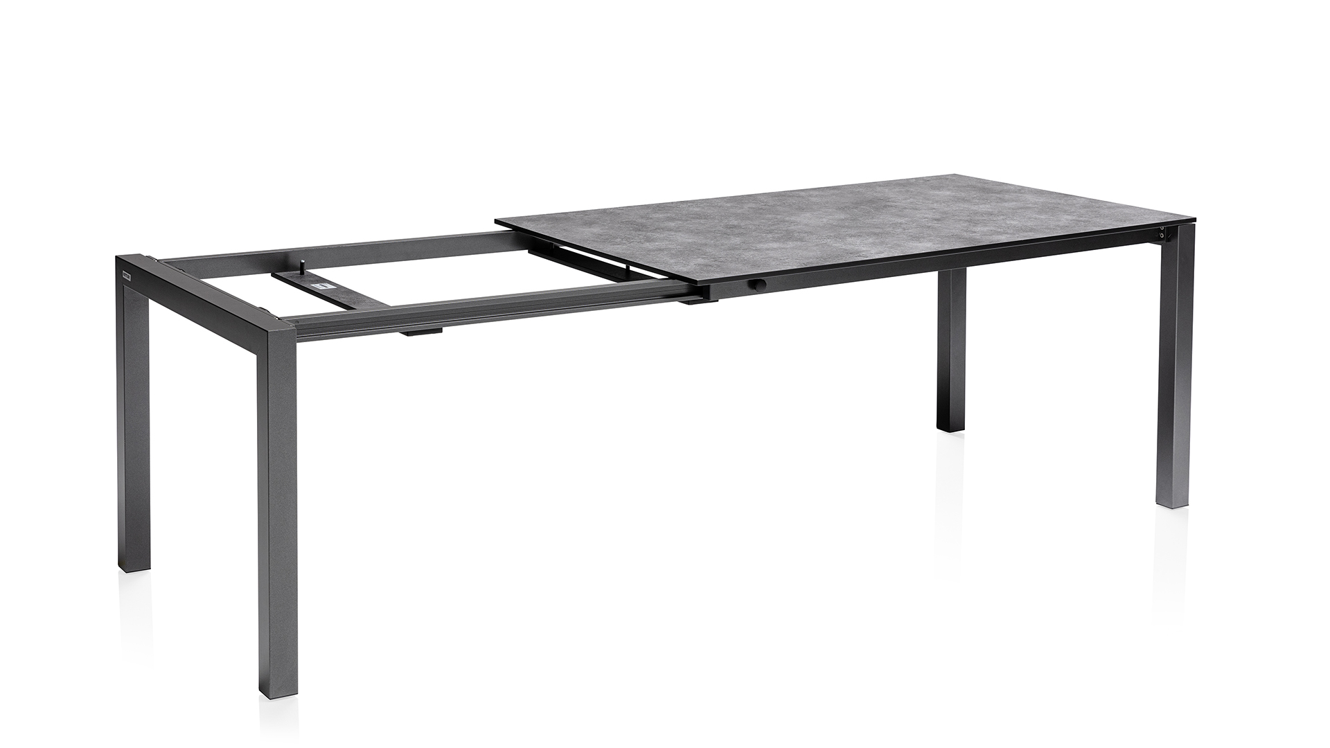 Kettler CUBIC HPL- Ausziehtisch 140/210x70 mit 8 Rasmus Stapelstuhl anthrazit