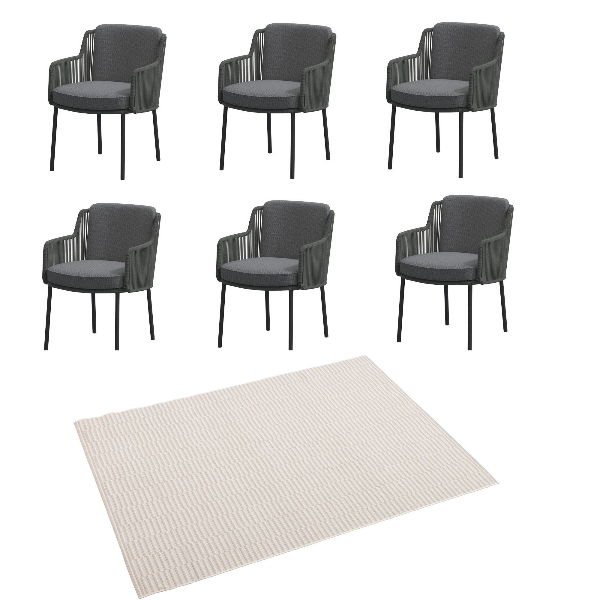 4Seasons Outdoor Bernini Dining Sessel Platinum Set 7-teilig inkl. Teppich
