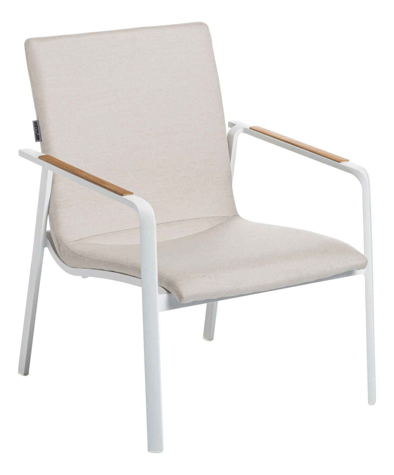 Kettler DIAMOND Loungesessel weiß matt/ natte Linen chalk/Teakholz