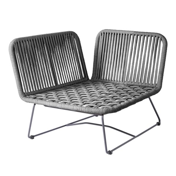 Diamond Garden Milos Modulgruppe Eckteil/Dark Grey/Rope-Dunkelgrau/Edelstahl