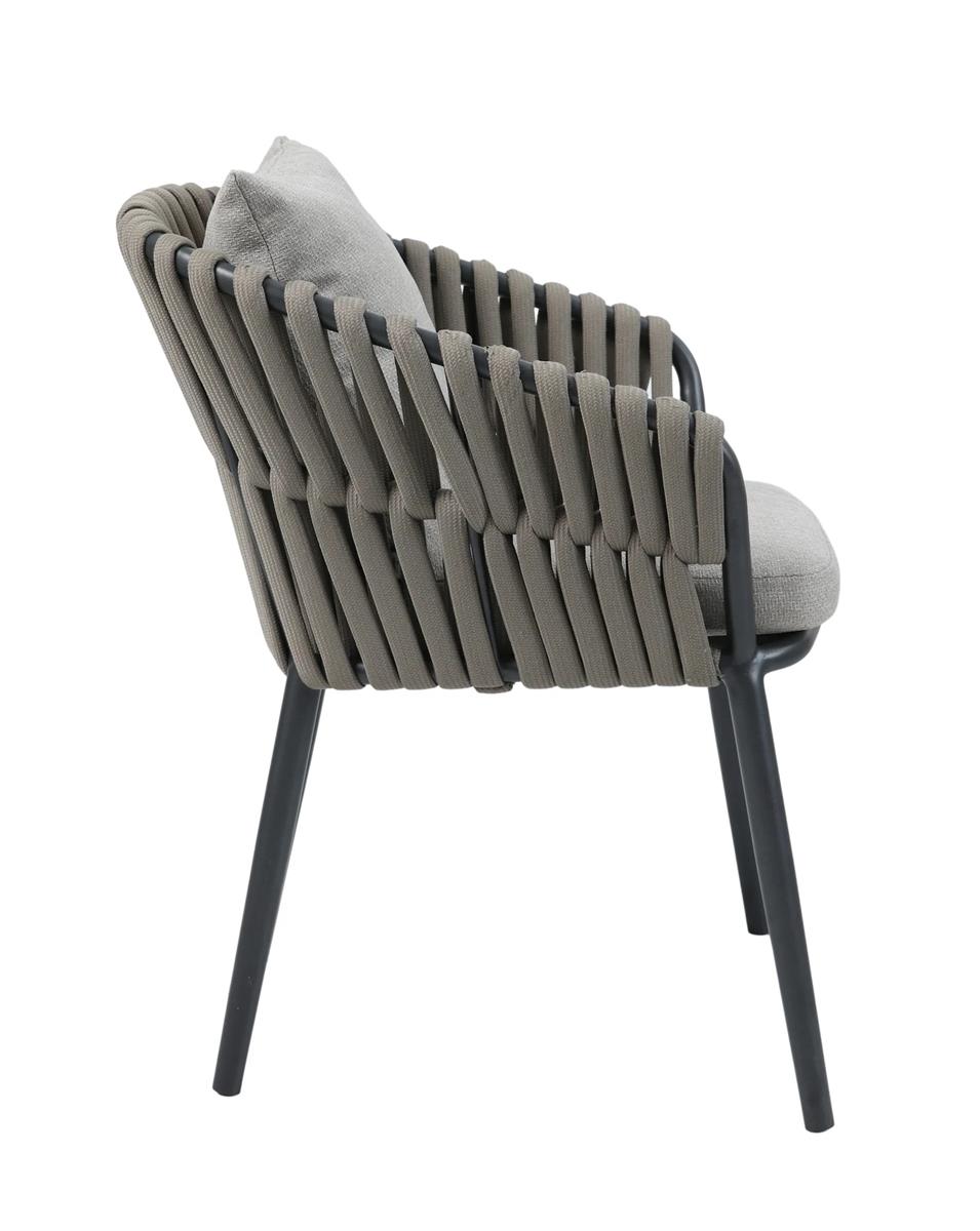 Armstuhl Nizza Aluminium/Textilschnüre anthrazit/taupe
