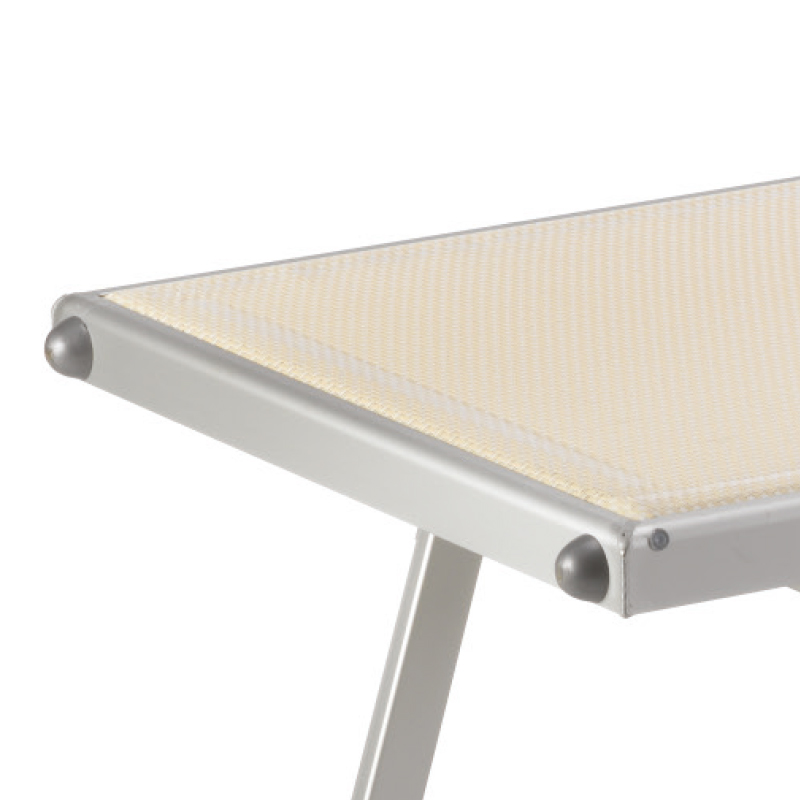 Original italienische Strandliege Jesolo mit Sonnendach weiss melange gelb