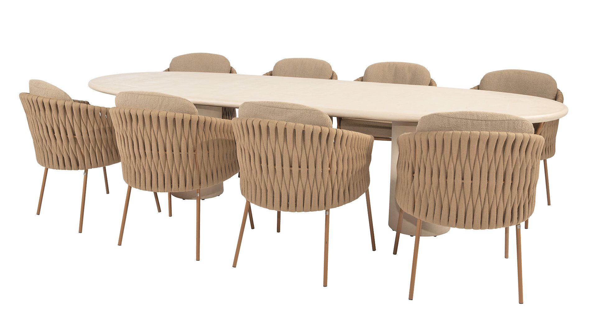 4 Seasons Outdoor Molina Dining Sessel mit 2 Kissen Boucle Amber/Braun