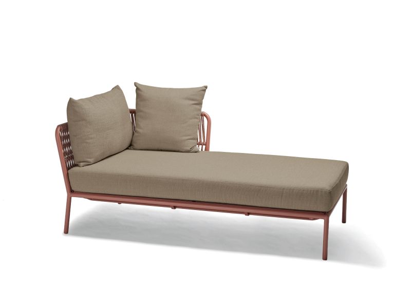 Stern Recamiere Romy Aluminium/Kordel Terra Armlehne links Kissenset 100% Polyacryl Muskat