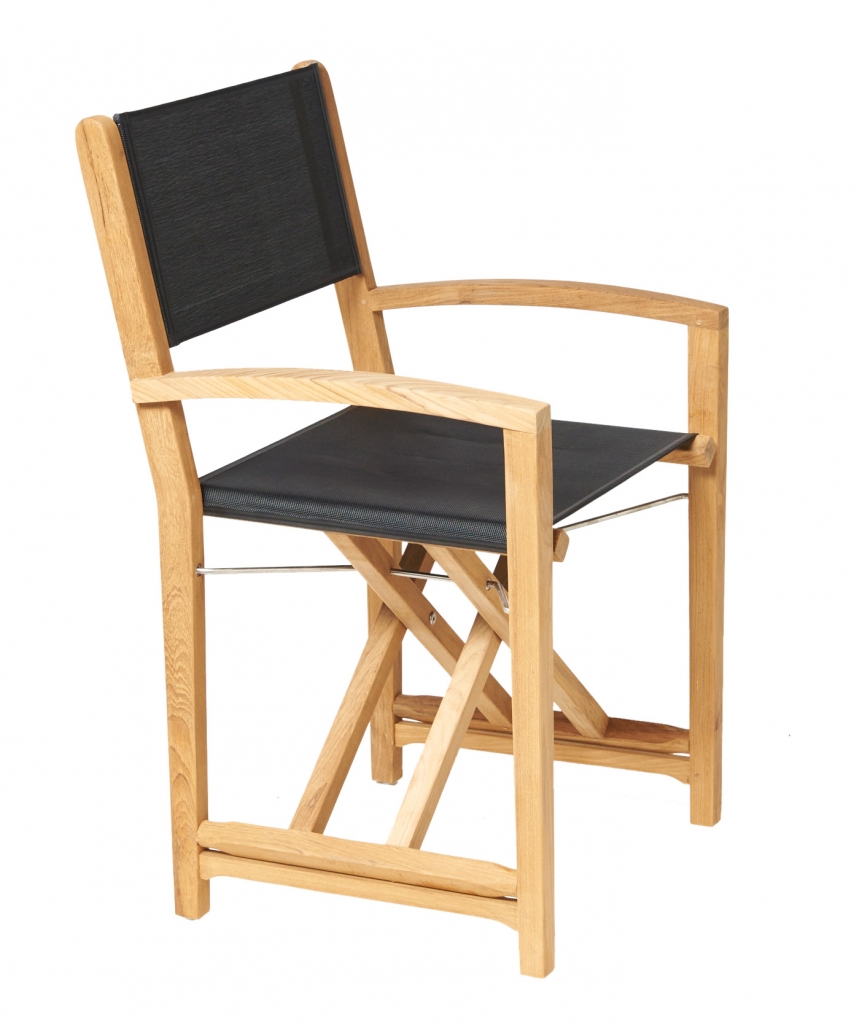 Traditional Teak Director chair Kate klappbar schwarz Teakholz-Batyline