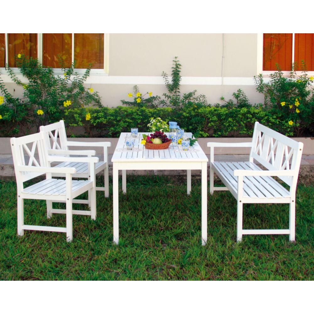 Tischgruppe Molde Eukalyptus FSC® white washed 4-teilig