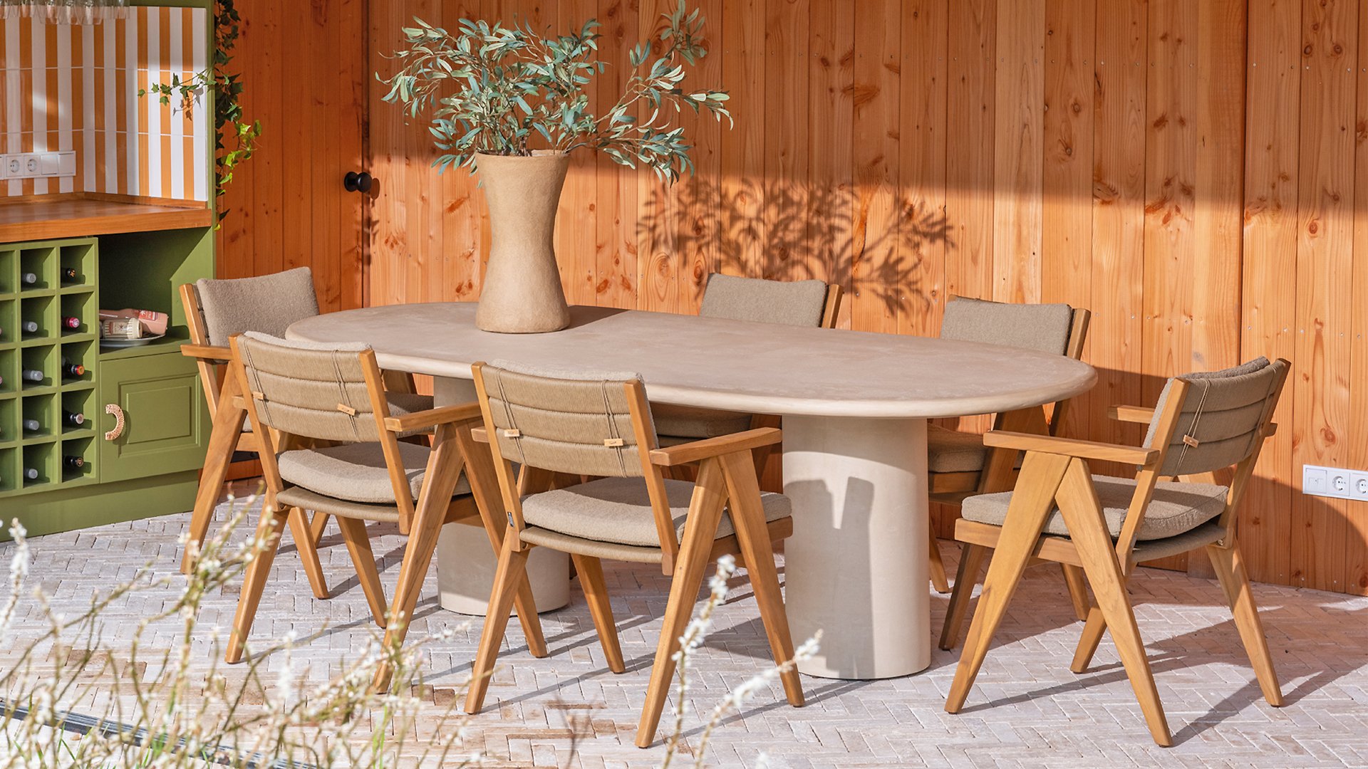 4 Seasons Outdoor Mats Dining Sessel mit 2 Kissen Teak Braun
