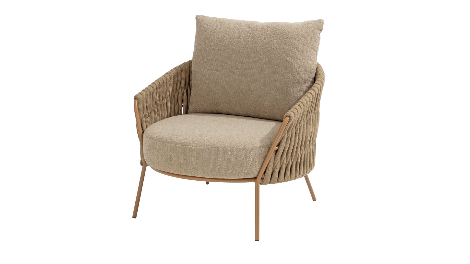 4 Seasons Outdoor Molina Lounge Sessel mit 2 Kissen Boucle Amber/Braun