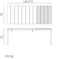 Nardi Net Dining Tischset + Rio Ausziehtisch 140-210 cm weiss