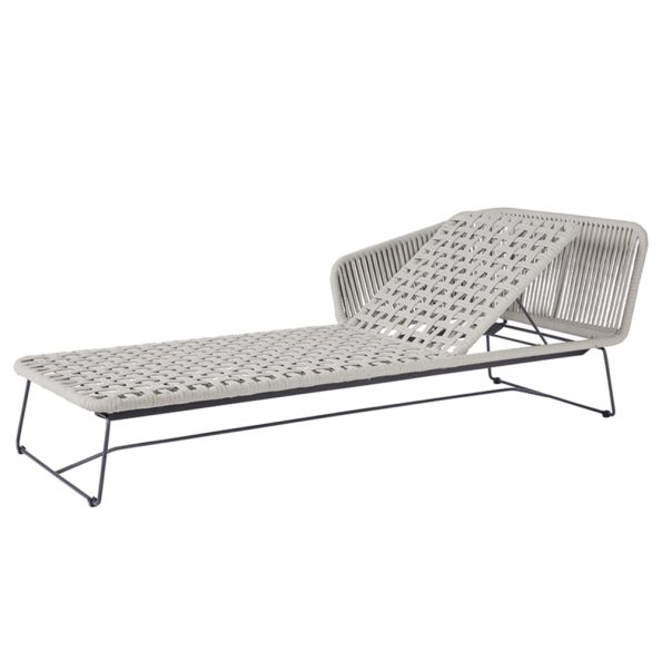 Diamond Garden Milos Daybed links/Light Grey/Rope-Hellgrau/Edelstahl