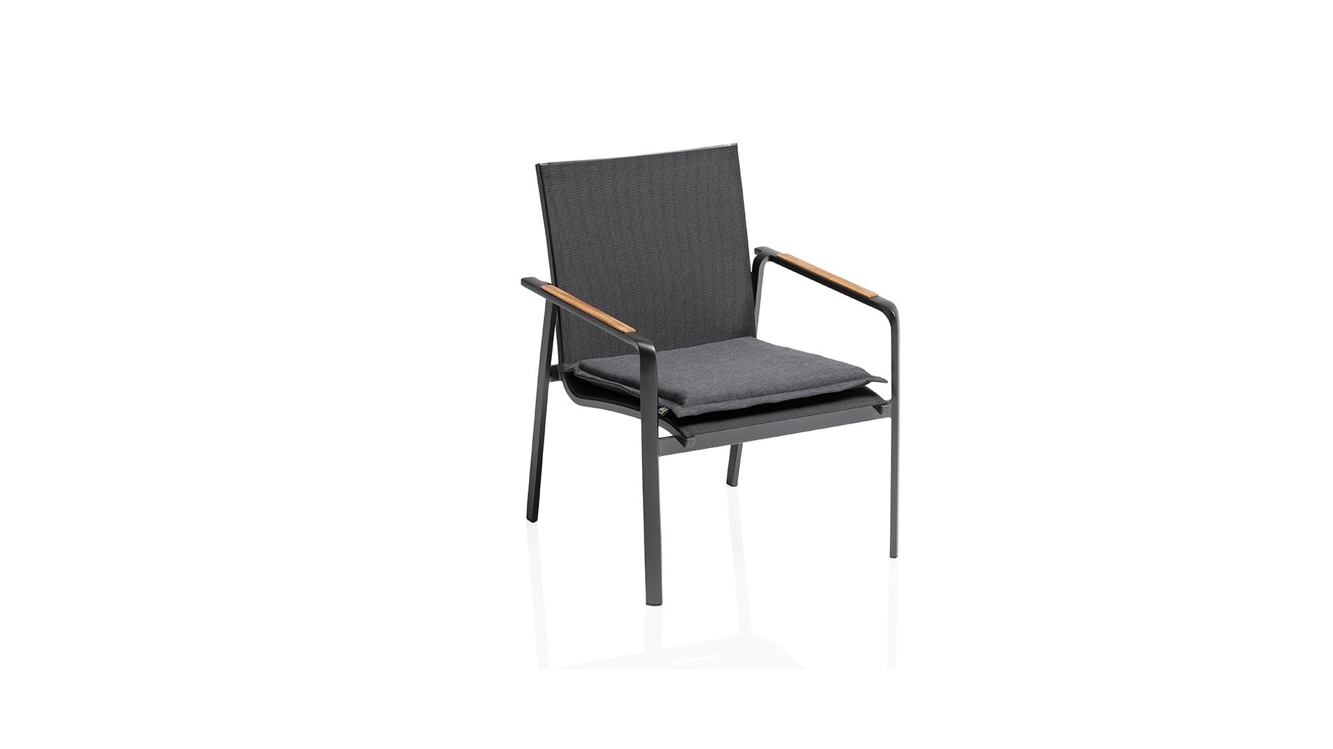 Kettler DIAMOND Loungesessel, anthrazit/ sooty, Aluminium/Outdoorgewebe/Teakholz