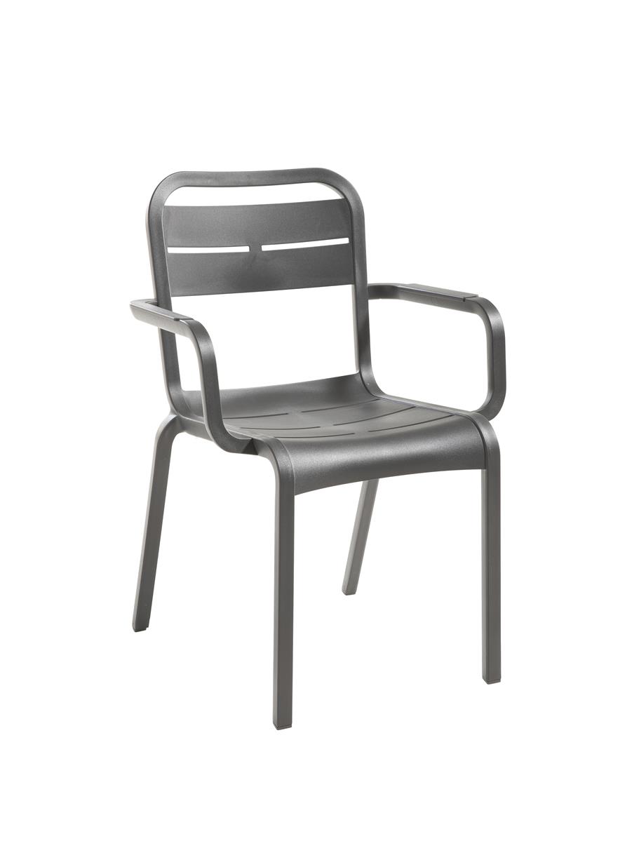 Grosfillex Stapelstuhl Cannes mit Armlehne Anthrazit