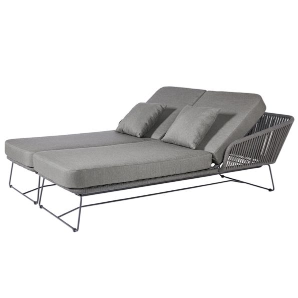 Diamond Garden Milos Daybed links/Dark Grey/Rope-Dunkelgrau/Edelstahl