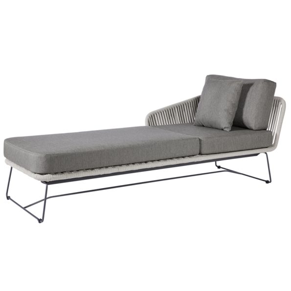 Diamond Garden Milos Daybed links/Light Grey/Rope-Hellgrau/Edelstahl