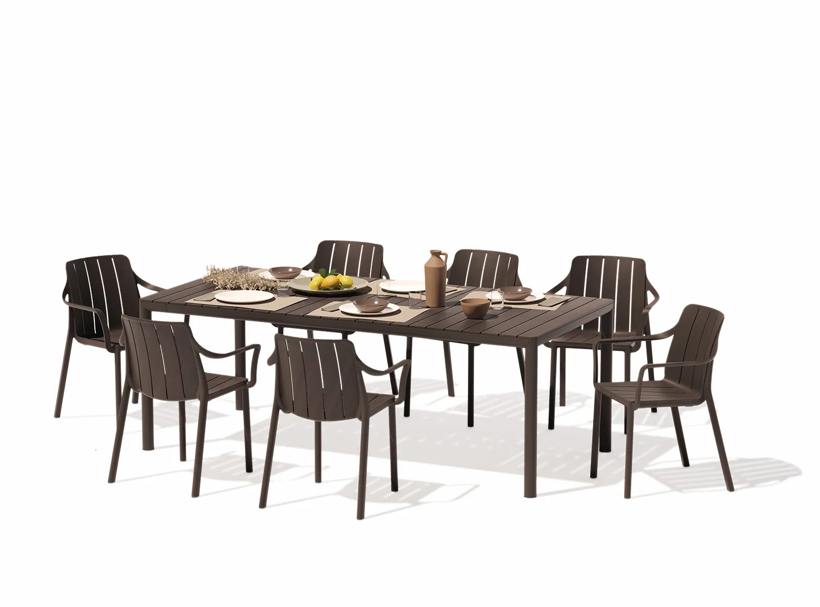 Nardi Tiberina Dining Tischset + Tevere Ausziehtisch 147-211 cm corda tortora