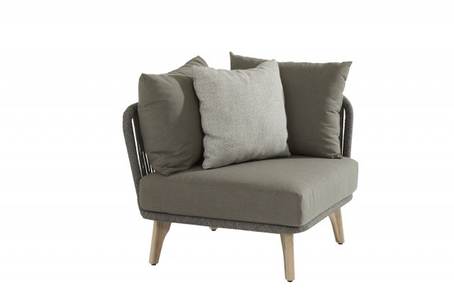 4Seasons Outdoor Santander Teak Eck-Element inkl. 3 Kissen und Dekokissen