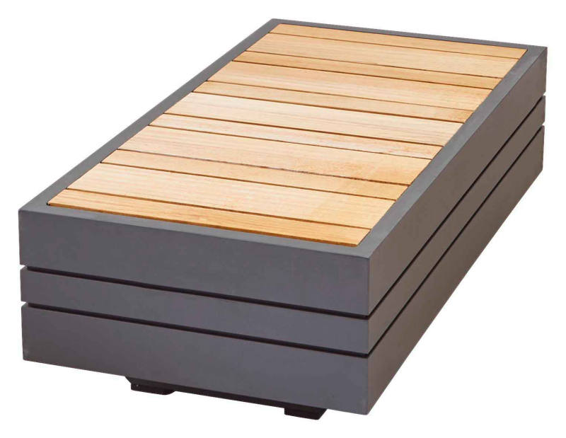 Zebra Cubo Kaffeetisch 37 x 74 cm Aluminium/Teak