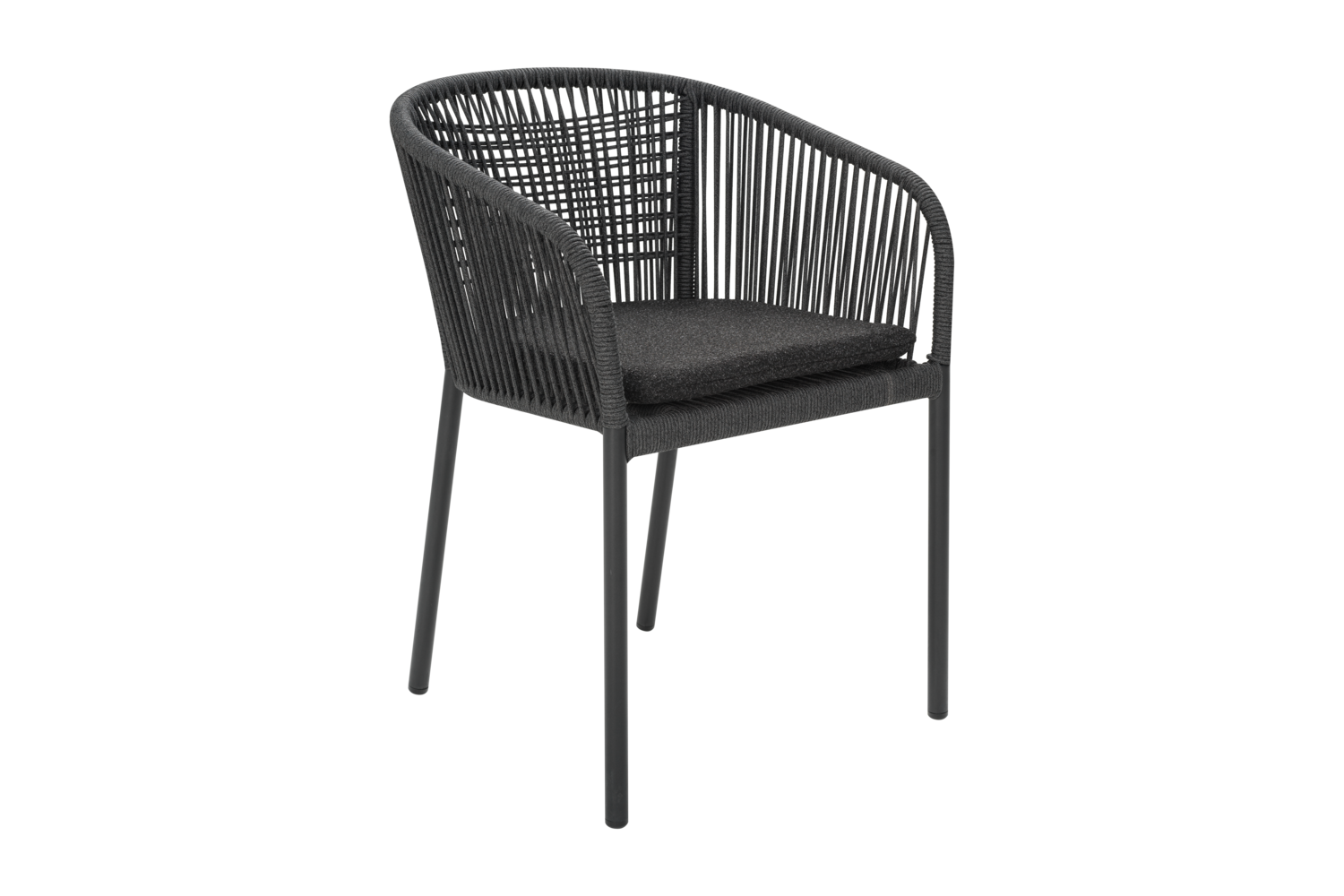 Brafab Delta Stuhl Aluminium/Polyrattan Schwarz/Slate Rope/Teddy Black