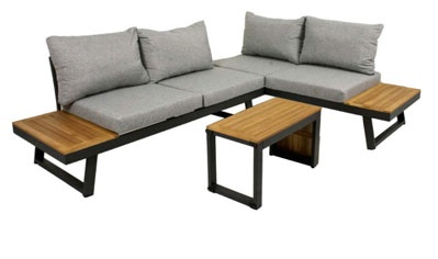 Lounge-Gruppe FRANZISKA 3-tlg.Aluminium/Akazie FSC®