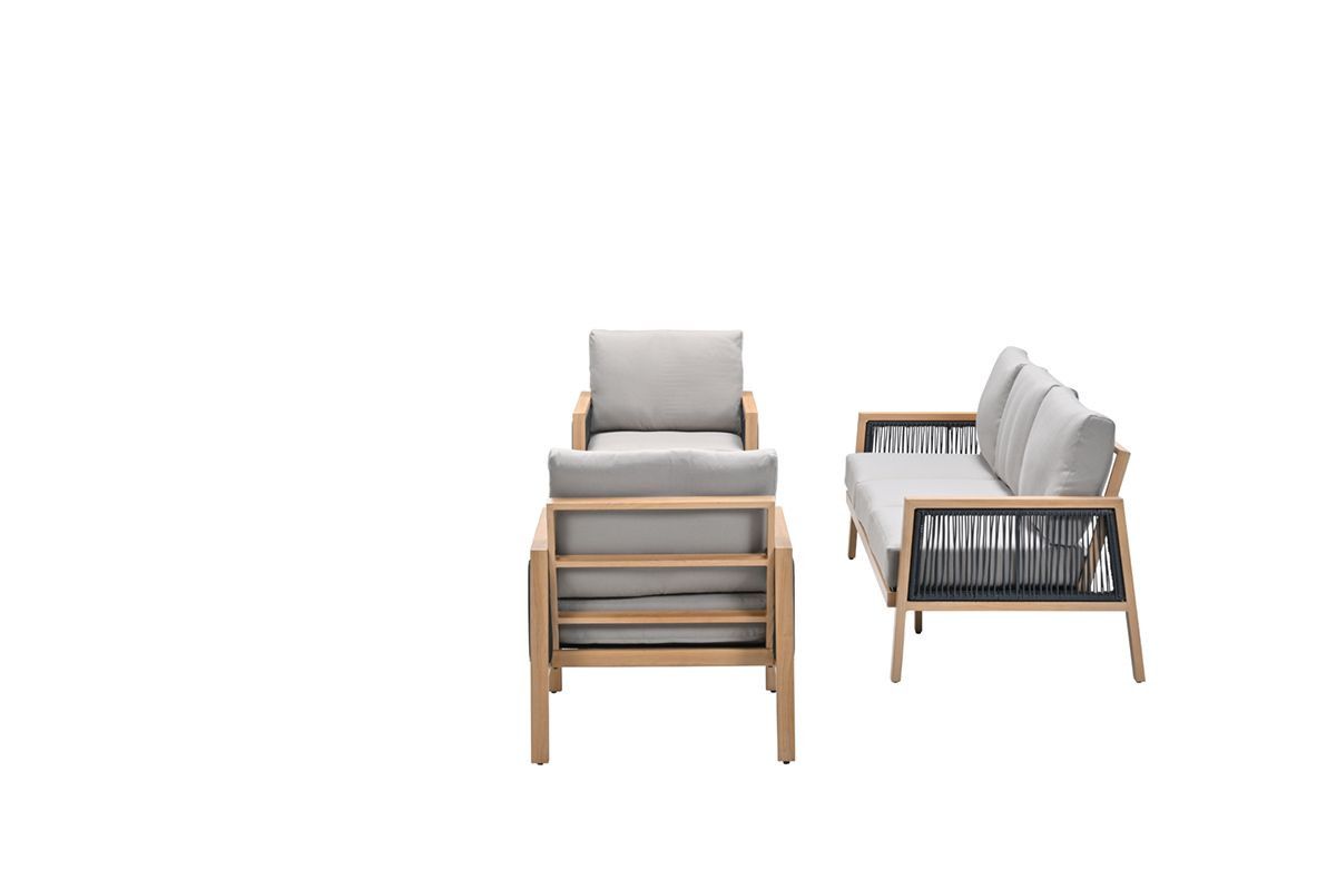 GARDEN Impressions Decala Loungeset 4-tlgalu hell Teaklook/des. Taupe
