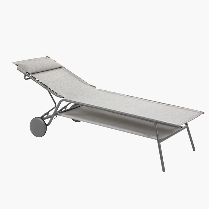 Lafuma MIAMI II hoch RIVES Sonnenliege Batyline® Duo Titane/Galet