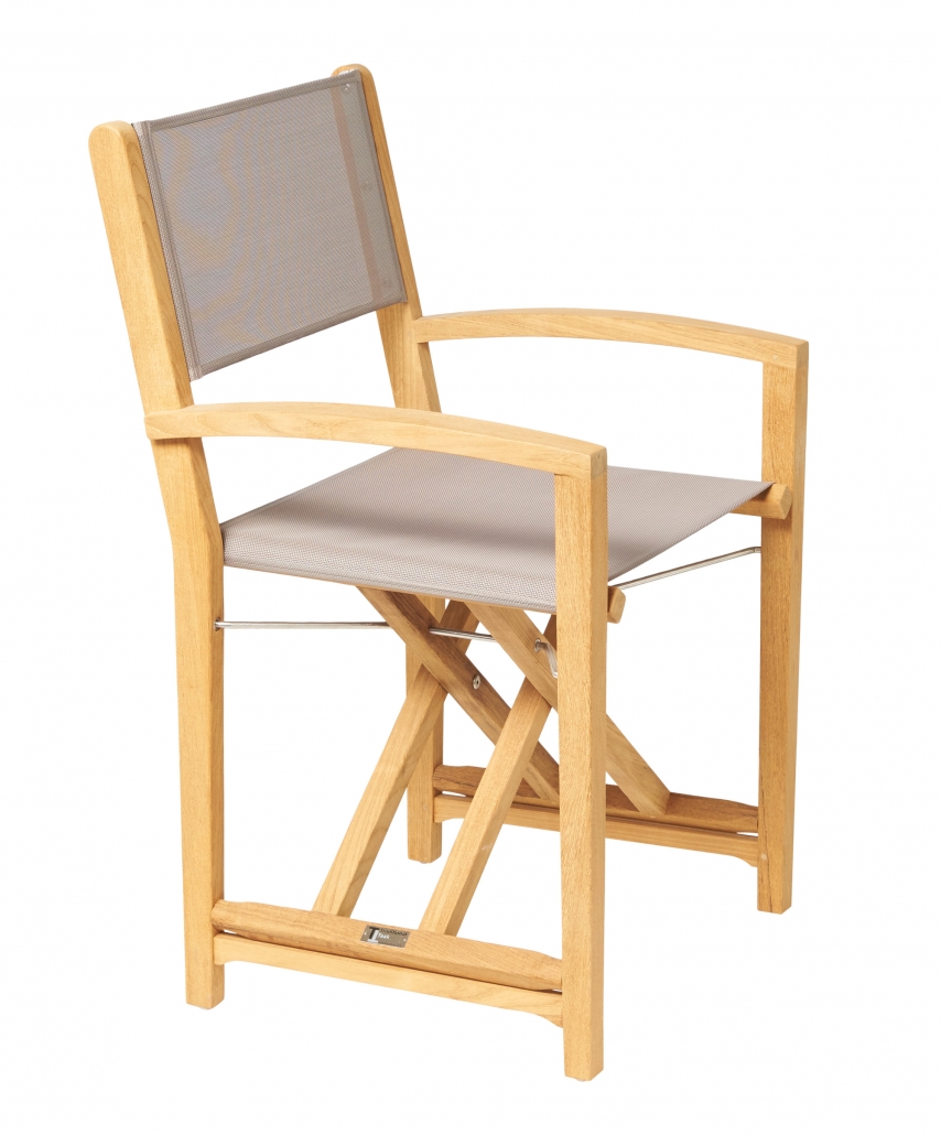 Traditional Teak Director chair Kate klappbar taupe Teakholz-Batyline