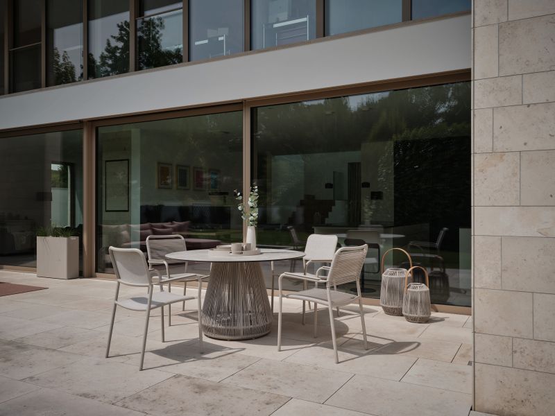 Stern Joris Stapelsessel Aluminium/Kordel greige