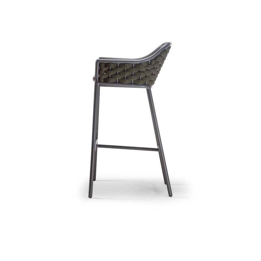 Grattoni Panama Barstuhl mit Armlehnen Aluminium Weiß/Beige