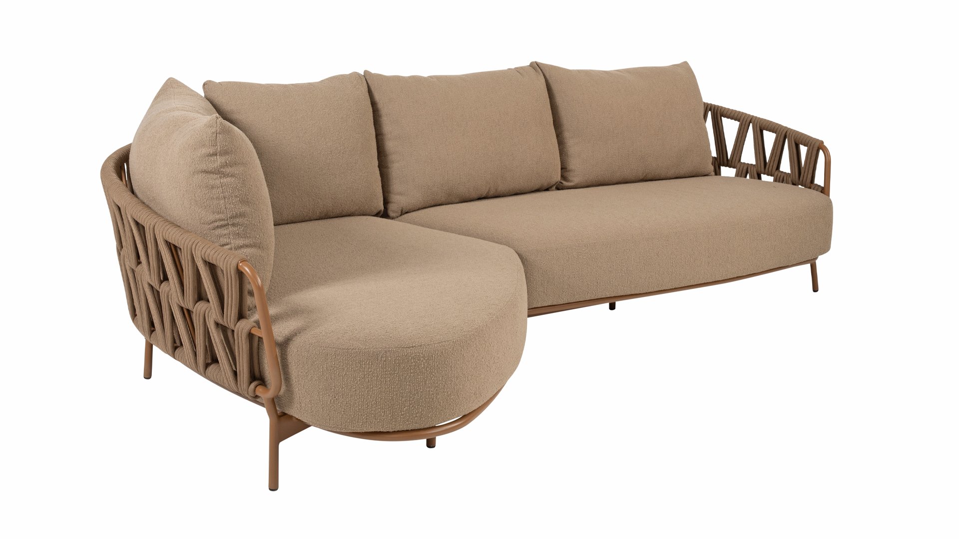 Seasons Outdoor Biarritz Chaise Lounge Armlehne rechts mit 2 Kissen Boucle Amber/Braun
