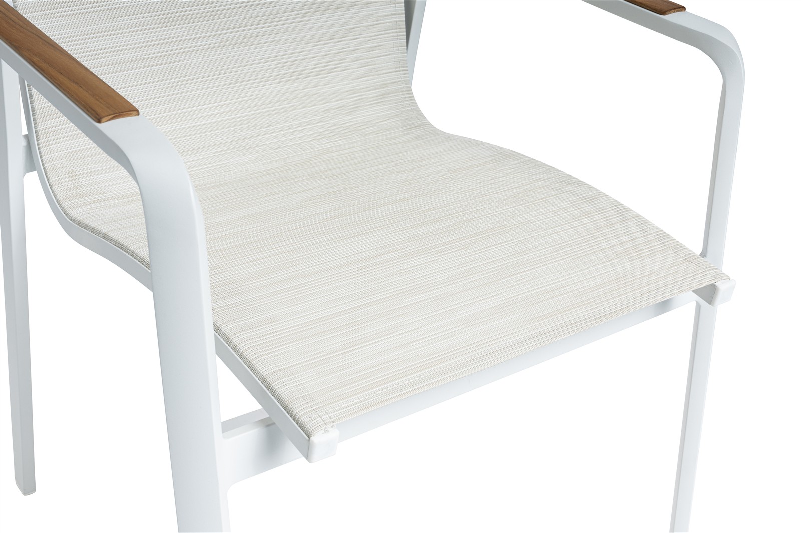 KETTLER DIAMOND Stapelsessel Textilene Teak weiß matt/ beige