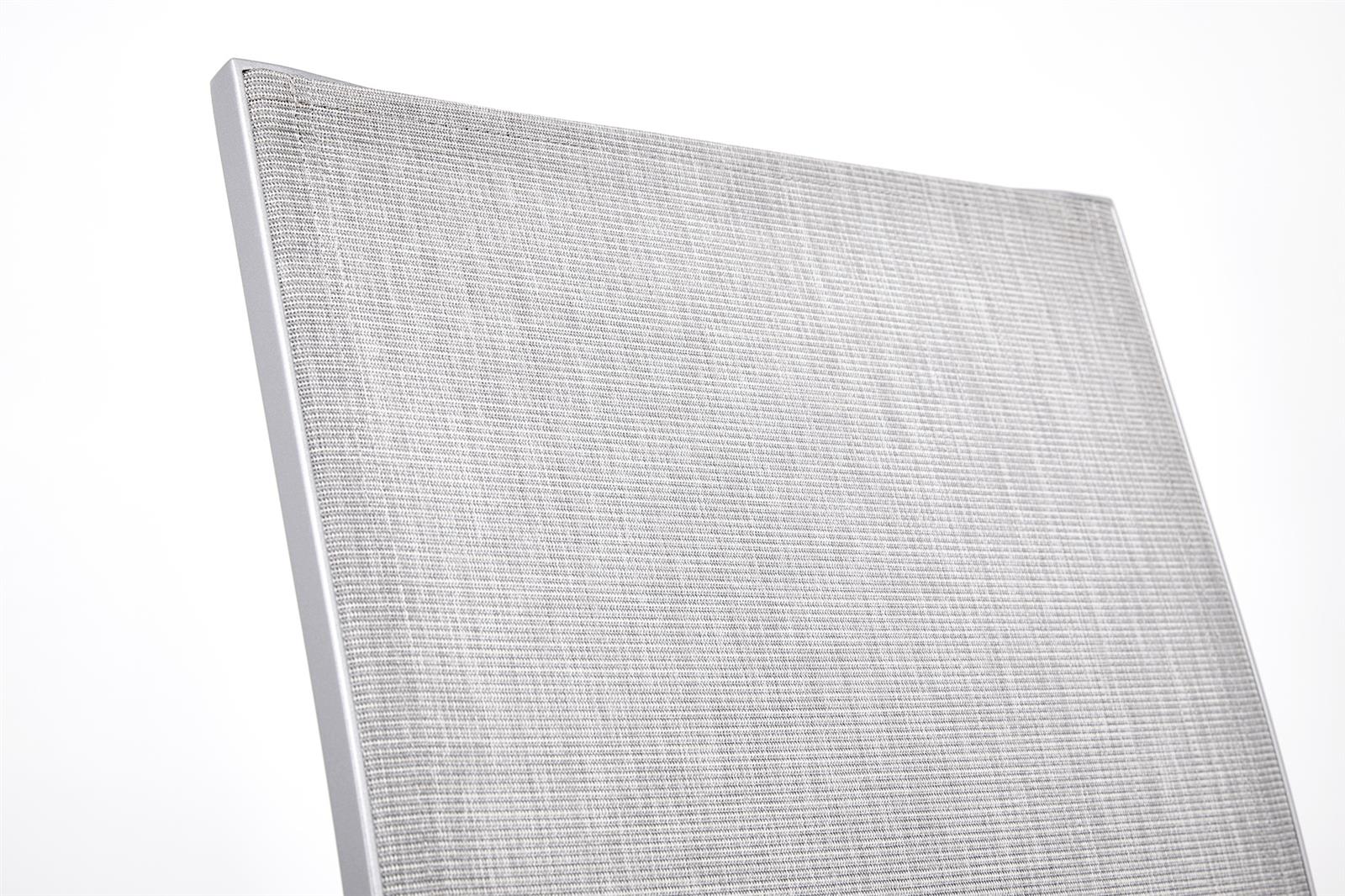 KETTLER RASMUS Stapelsessel mit hoher Rückenlehne, Armlehne Teak, silber/ hellgrau, Aluminium/Outdoorgewebe