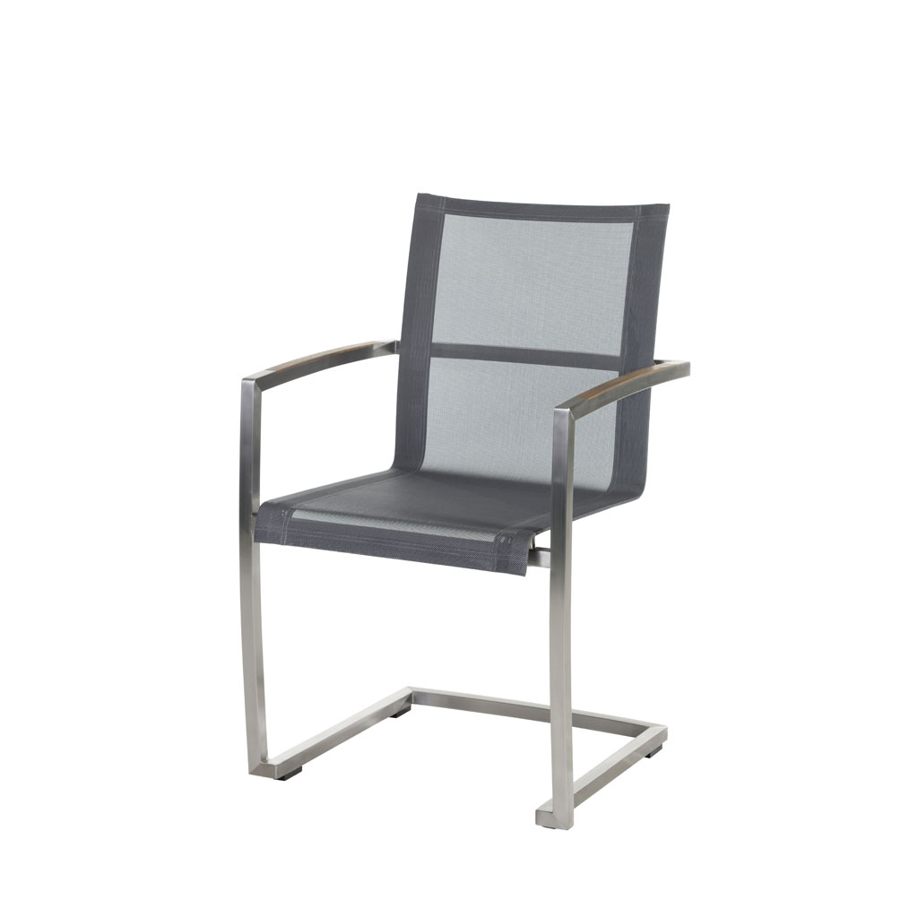 Diamond Garden Venedig Swingstuhl Edelstahl/Sunproof Sling-Schwarz/Silber / Armlehne Teak