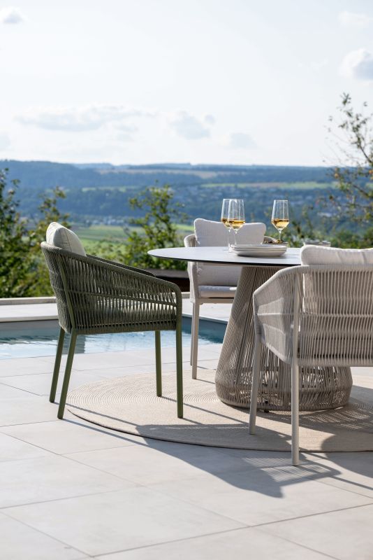 Stern Outdoorteppich Ø 220 cm Kordel greige