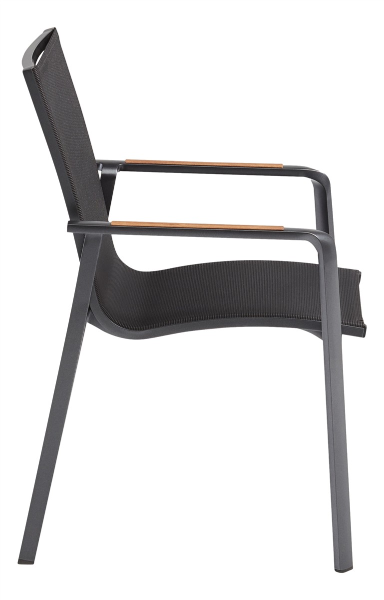 KETTLER DIAMOND Stapelsessel Textilene Teak Anthrazit/Charcoal