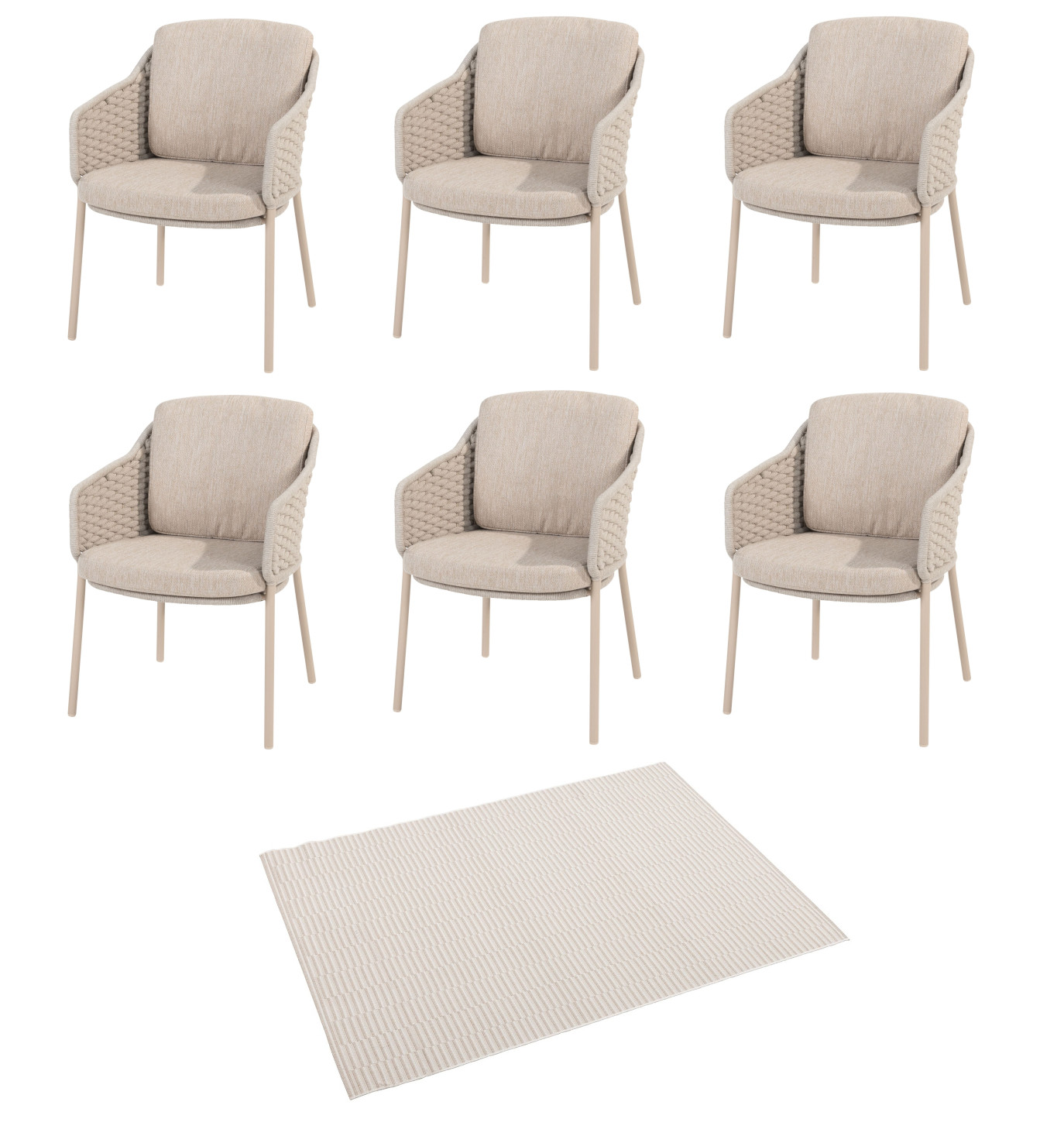 4Seasons Eros Dining Stuhl latte inkl. Teppich 7-teilig